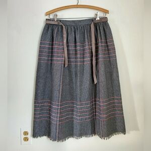 70s 80s Vintage ILGWU Panther Gingham Wool Blend Skirt 32" waist